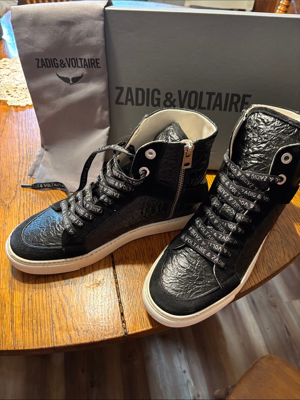 Zadig & Voltaire Black High-Top Textured Leather Sneakers